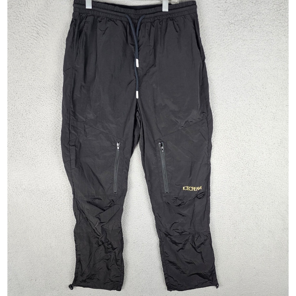 BBC Icecream Pants Mens Medium Black Nylon Track Joggers Embroidered Logo